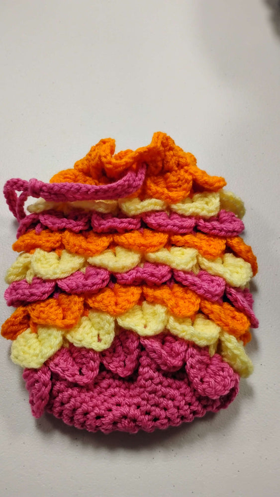 L Yellow, pink, and Orange Dragon bag