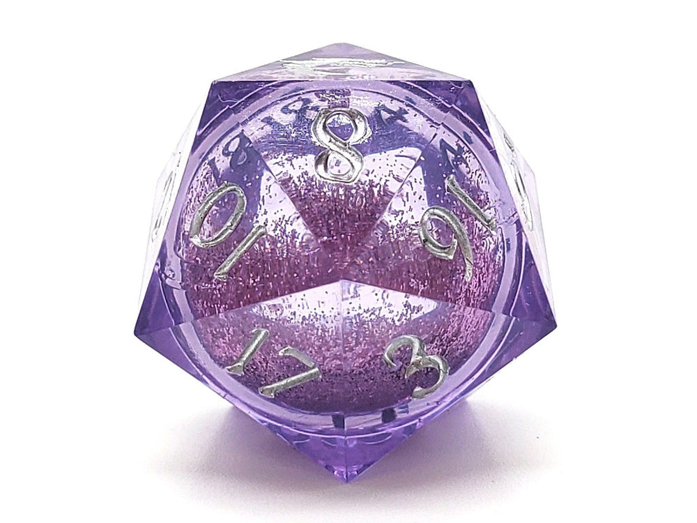 Old School Dice: Sharp Edged 22mm D20 - Liquid Infused - Amethyst Fury