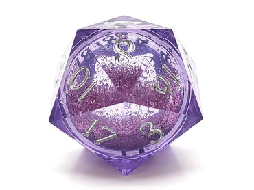 Old School Dice: Sharp Edged 22mm D20 - Liquid Infused - Amethyst Fury