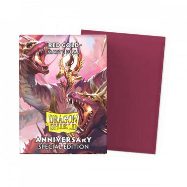 DRAGON SHIELD SLEEVES: MATTE DUAL: POMEGRANATE RED AND GOLD