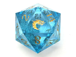 Old School Dice: Sharp Edged 7-Piece Dice Set - Liquid Infused - Azure Fury