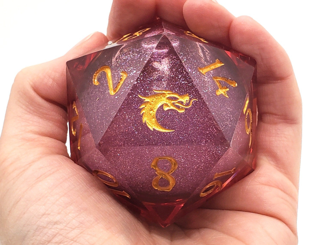 Old School Dice: Sharp Edged 55mm D20 - Liquid Infused - Crimson Fury