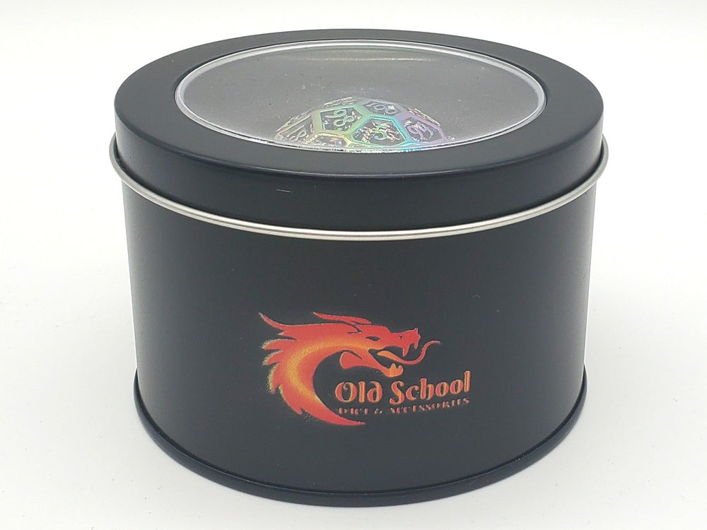 Old School Dice: Hollow Metal 50mm D100 - Dragon's Head - Spectral