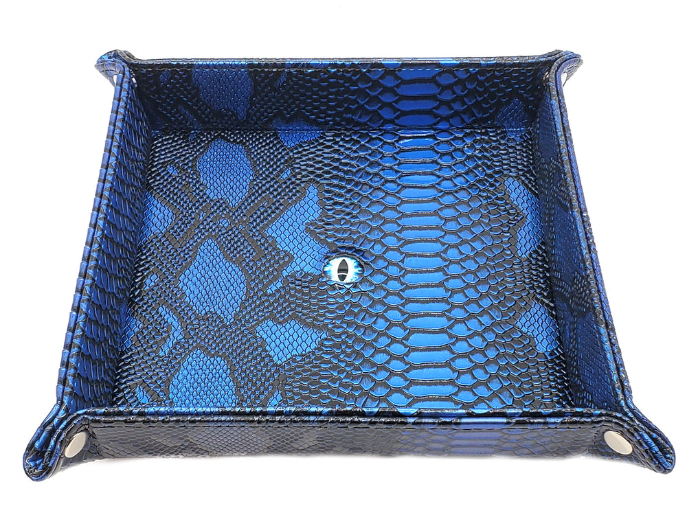 Old School Dice: Dragon Eye Rolling Tray - Spectral Dragon - Blue & Black