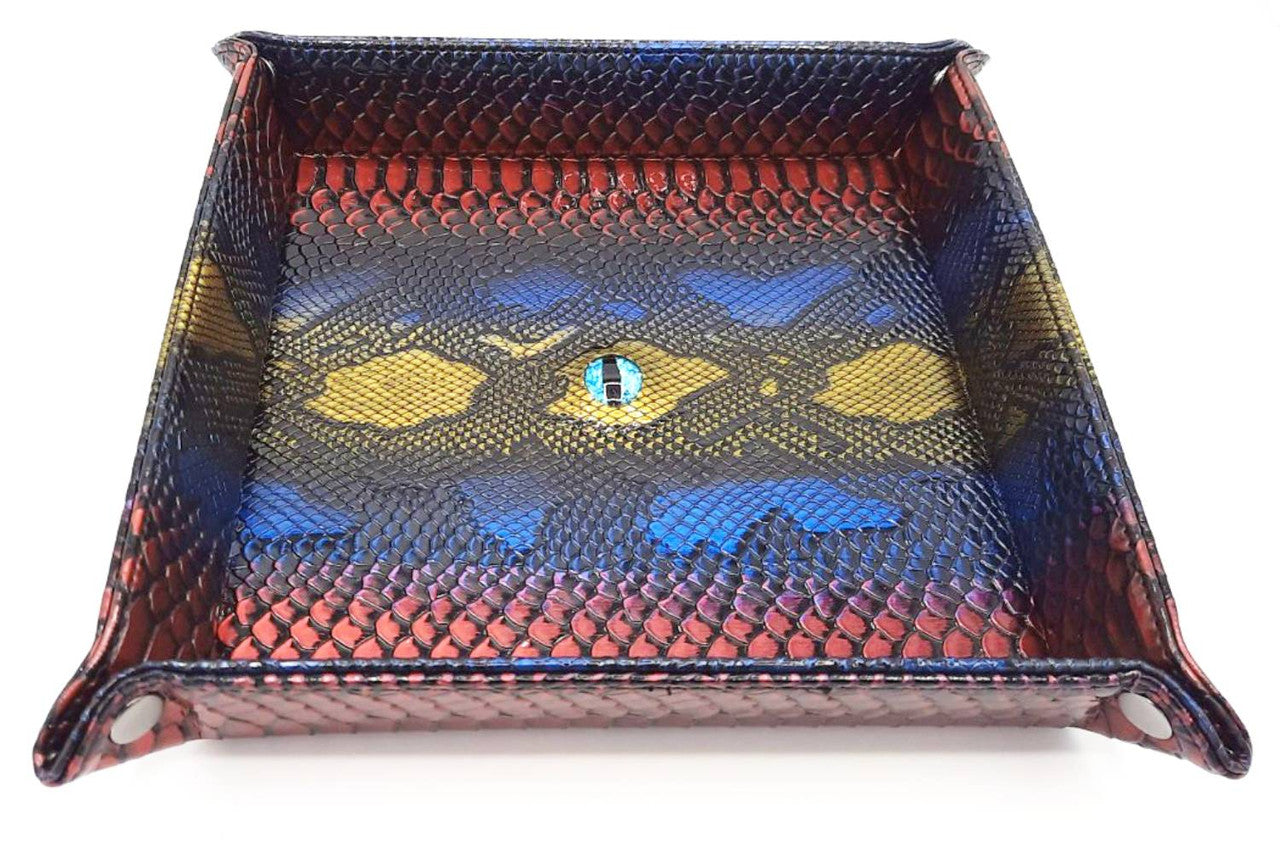 Old School Dice: Dragon Eye Rolling Tray - Spectral Dragon - Blue & Gold