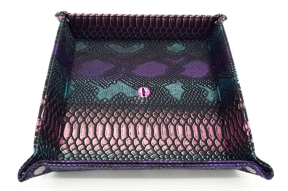 Old School Dice: Dragon Eye Rolling Tray - Spectral Dragon - Purple & Green