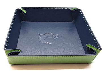 Old School Dice: Square Rolling Tray - Green w/ Blue Back