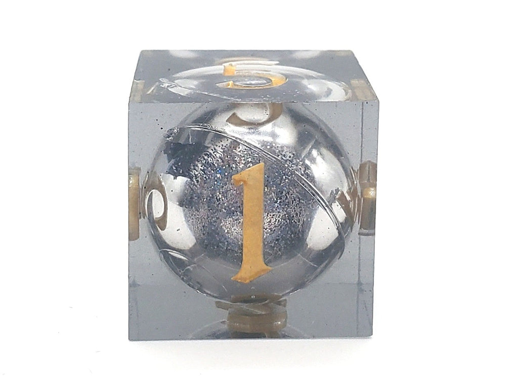 Old School Dice: Sharp Edged 7-Piece Dice Set - Liquid Infused - Obsidian Fury